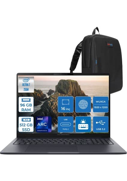 Asus Expertbook B5 B5605CCA-U716512B1D Intel® Core™ Ultra 7 255H Aı 96GB Ddr5 512GB SSD Intel® Arc™ Graphics 16\