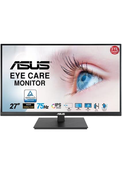 Asus 27 ASUS VA27AQSB QHD IPS 1MS 75HZ HDMI DP