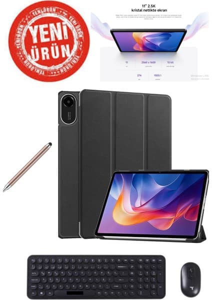 Xiaomi Redmi Pad 2 8gb Ram 256GB Hafıza 2.5k 11" Tablet Gri+Orjinal Kılıf+Kalem+Klavye Mouse Set