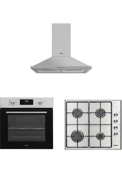 Vestel Gümüş Ankastre Set (Ocak, Fırın, Davlumbaz)