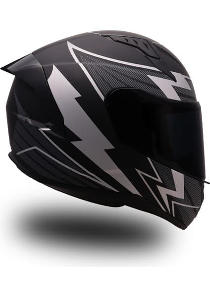 Endro Thunderbolt Mat Siyah- Beyaz Kask