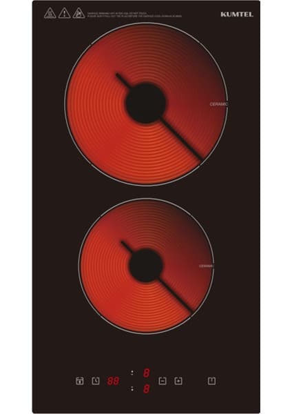 Kumtel Elektrikli Vitroseramik Siyah Cam Ikili Ankastre Ocak Hv3-02