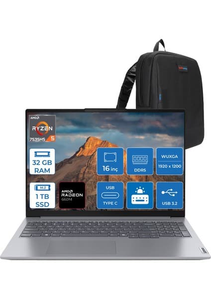 Lenovo Thinkbook 16 G7 Ryzen 5 7535HS 32GB Ddr5 1tb SSD Amd Radeon 660M 16\