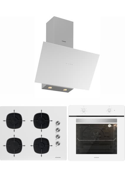 Silverline Beyaz Cam Ankastre SET(3481 FLAM-CS5700E7W01 65 M Ocak -BO6501W01)