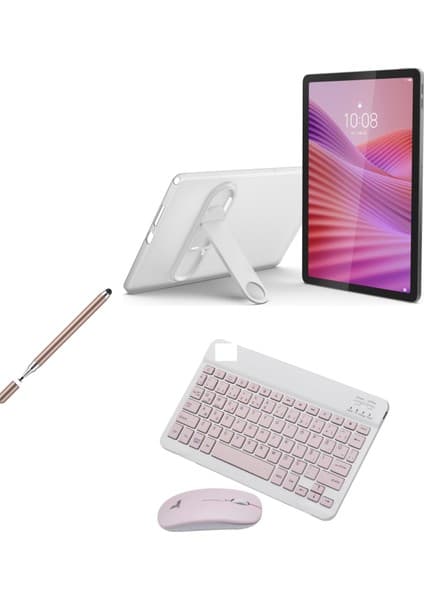 Lenovo Tab M10 4gb Ram 64GB Hafıza 10.1" Tablet Gri+ Şeffaf Kılıf+Kalem+Pembe Klavye ve Mouse Set