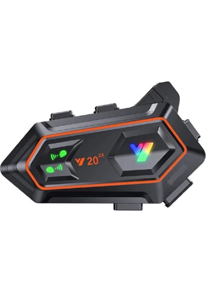 Mutlu Müşteri Y20 2x 1000M Telsiz Mesafeli 2 Kişi Bağlantılı Bluetooth Kask Kulaklık Fenerli Intercom