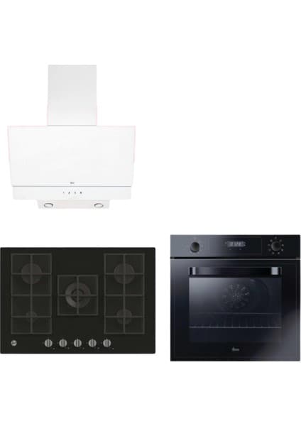 Hoover Milora Ankastre Set (HOT3051BI/E Siyah Fırın + HVG74K3B 75 cm Ocak + HDG6C2GWTK Beyaz)