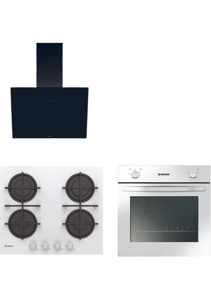 Hoover & Candy Revona Ankastre Set ( HON100W Beyaz + CVG6WW + HDG6C1GBTK Siyah )
