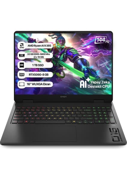 Hp Omen C12CPEA AMD Ryzen Aı 9 365 32GB 1tb SSD RTX5060-8GB Freedos 16\