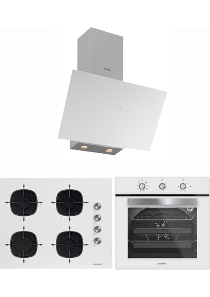 Silverline Beyaz 65 cm Ocaklı Dijital Fırınlı Ankastre Set (3481 Flam - CS5700E7W01 - BO6503W01 )