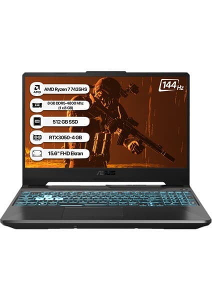 Asus Tuf Gaming A15 FA506NCR-HN033 Amd Ryzen 7 7435HS 8gb 512GB SSD RTX3050-4GB 75W Freedos 15.6\