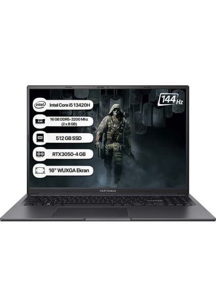Asus Vivobook 16X K3605VC-RP461-16 Intel Core I5 13420H 16GB 512GB SSD RTX3050-4GB Freedos 16\