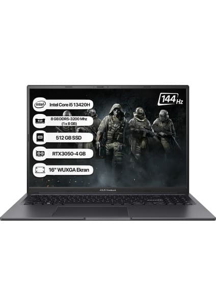 Asus Vivobook 16X K3605VC-RP461 Intel Core I5 13420H 8gb 512GB SSD RTX3050-4GB Freedos 16\