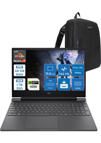 Hp Victus 15-FB3706NT Amd Ryzen 7 8845HS 40GB Ddr5 1tb SSD 6GB/RTX4050/75W 15.6\