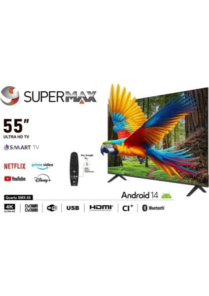 Supermaxtv Supermax 55" 139 Ekran Uydu Alıcılı 4K Ultra Hd Smart Andoid Tv