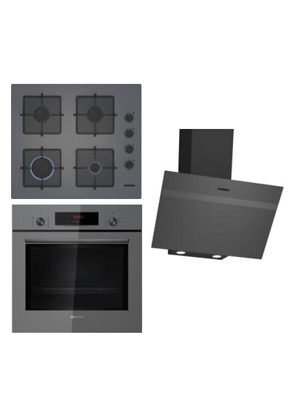 Siemens Antrasit Gri Ankastre Set (HB012FBH1T Fırın EO6C8PP30O Ocak LC64KPJ70T Davlumbaz)