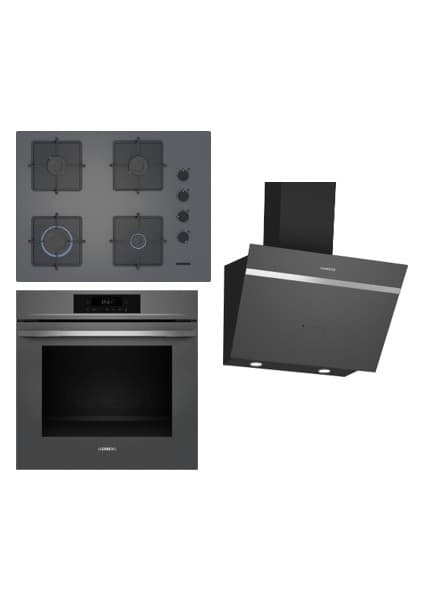 Siemens Antrasit Gri Ankastre Set (HJ852GYN0T Kendini Temizleyen Fırın EO7C8PP30O Ocak LC66KPJ70T