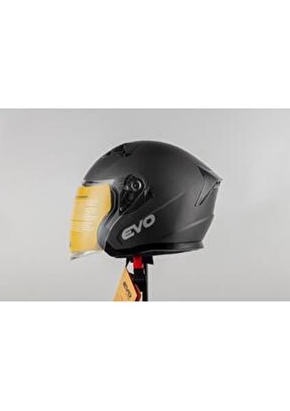 Evo Çenesiz Yarım Kask Vizörlü Mat Gri- S 6