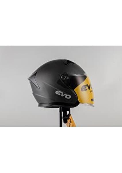 Evo Çenesiz Yarım Kask Vizörlü Mat Gri- S 7