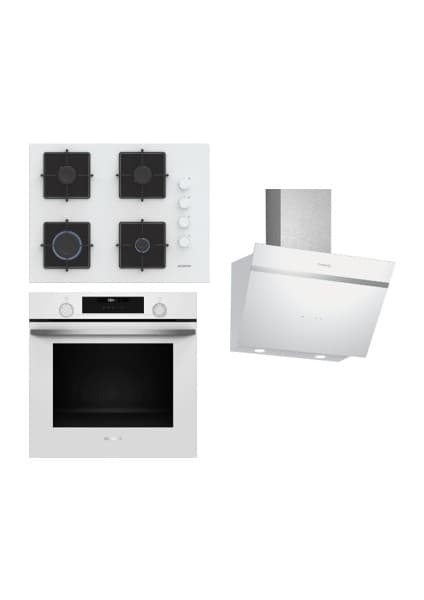 Siemens Beyaz Ankastre Set HU736AEV0T Xl Airfryer Özellikli Buharlı FIRIN-EO7C2PP30O OCAK-LC66KPJ20T Davllumbaz