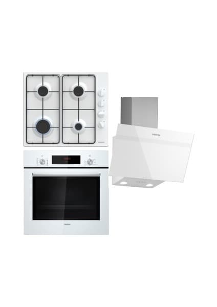 Siemens Beyaz Eko Ankastre Set HB012FBW1T FIRIN-EB6C2PK80O OCAK-LC63KPJ20T Davlumbaz