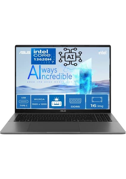 Asus Vivobook S16 S3607VA Intel Core I7 13620H 24GB 1 Tb Freedos 16\
