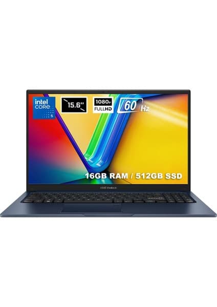 Asus Vivobook 15 X1504VA-NJ3665V1 Intel Core 5-120U 16GB 512GB SSD 15.6 Inç Full Hd 60Hz Freedos Laptop
