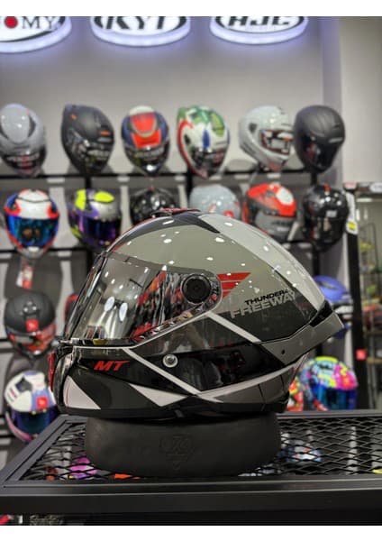 MT Thunder 4 Gloss Freeway Kask (Şeffaf Vizörlü)