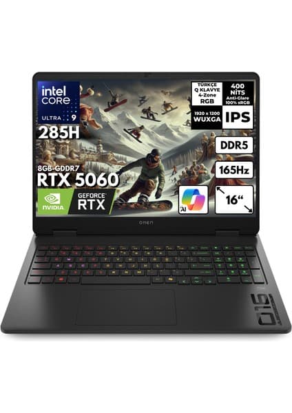 Hp Omen Ultra 9-285H 40-Gbddr5 2 Tbssd RTX5060 (8gb) 16\