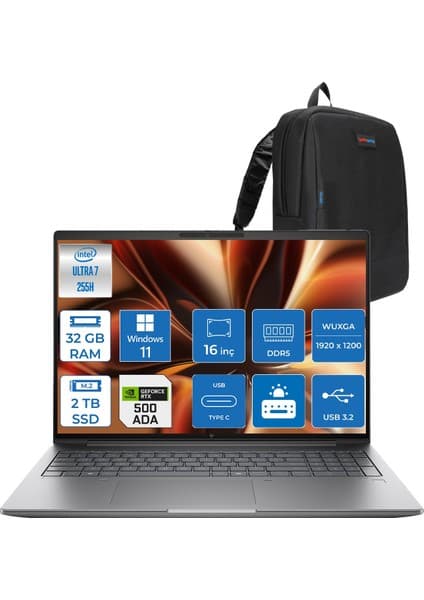 Hp Zbook Power Zx 16 G1I Intel Ultra 7 255H 32GB Ddr5 2tb SSD 6GB/RTXPRO500 16\