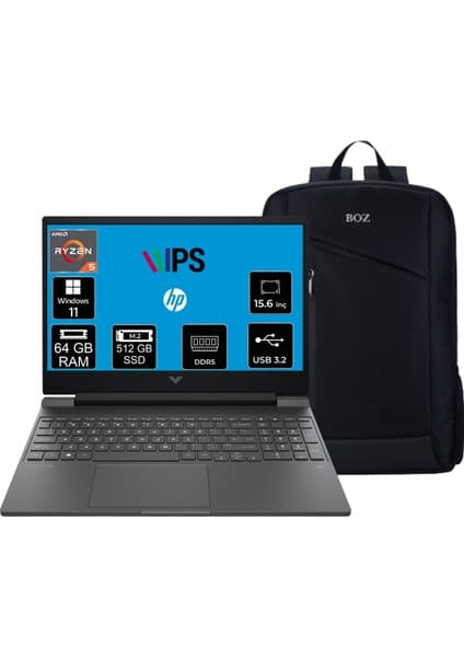 Hp Victus Amd Ryzen 5-8645HS 64GB 512GB RTX3050 6gb Freedos 15.6\