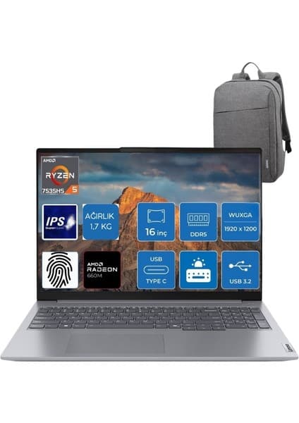 Lenovo Thinkbook 16 G7 Arp Ryzen5 7535HS 16GB 512SSD 16\