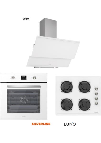 Silverline Luno Ankastre Beyaz Set (Dijital Fırın+Dokunmatik 90CM Davlumbaz)