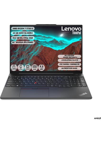 LENOVO THINKPAD E16 AMD Ryzen 7 7730U 16 GB 512 GB SSD 16\