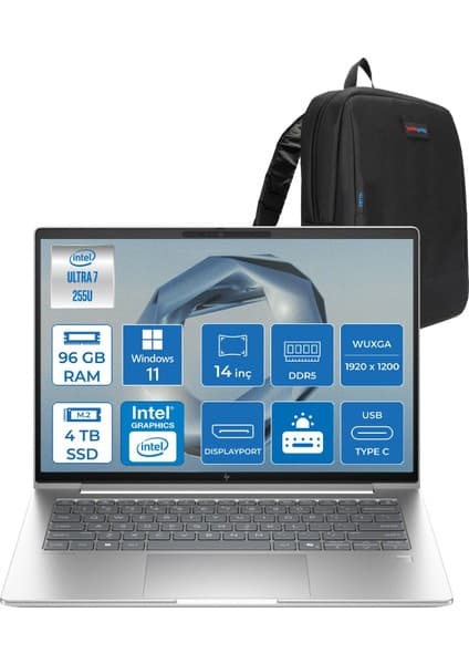 Hp Elitebook 6 G1I Intel® Core Ultra 7 255U 96GB Ddr5 4tb SSD 14\