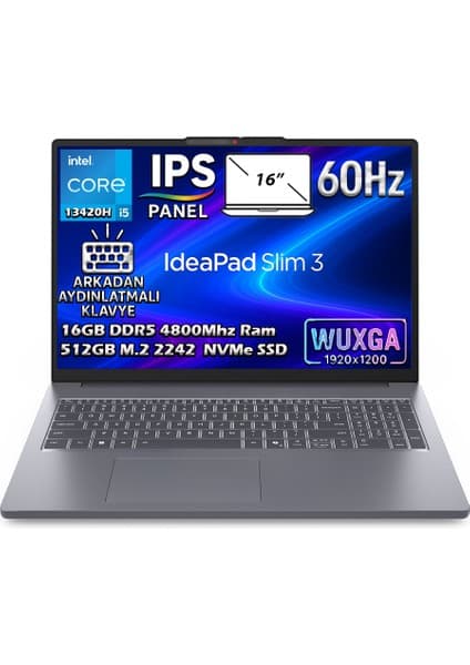 Lenovo Ideapad Slim 3 16IRH10 Intel Core I5-13420H 16GB 512GB SSD 16\