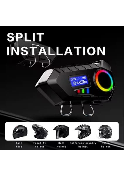 Çerçici Y30 Kask Kulaklık Bluetooth Motosiklet Kulaklık Rgb Radyolu Intercom