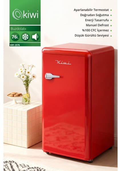 Kiwi KRF-2576 Mini Buzdolabı 76 Lt Kapasite & Enerji Tasarruflu & Dahili Buzluk & Ayarlanabilir Termostat