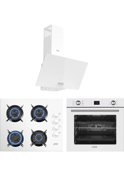 Ferre ve AFM TECH MARKALI / SESSİZ Beyaz Cam Turbolu Ankastre Set ( D087-SA + FM2201 + FM7701 ) 5