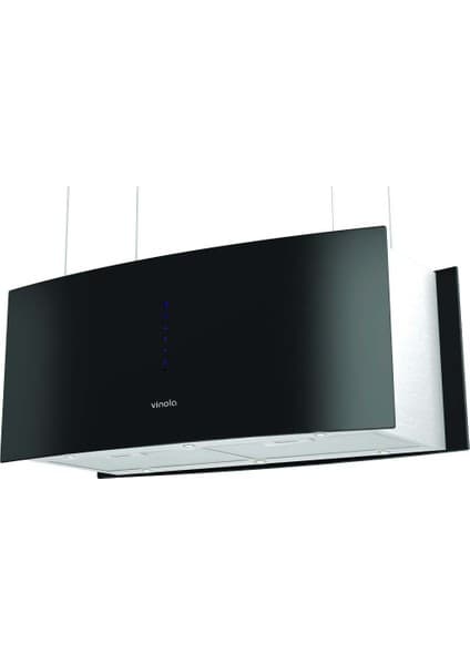 Vinola VİNOLA 90 cm Cam Ada Davlumbaz Siyah