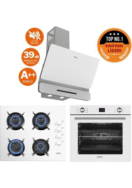 Ferre ve Afm Tech Markalı / Liora Beyaz Ultra Sessiz 600M3 Ankastre Set( D081-SA + FM2201 +FM7701)