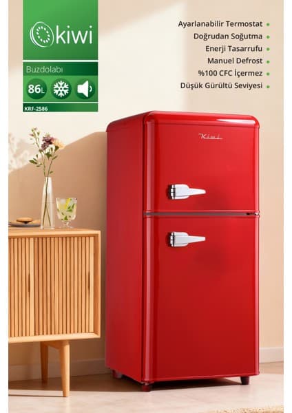 Kiwi KRF-2586 Retro Çift Kapılı Mini Buzdolabı