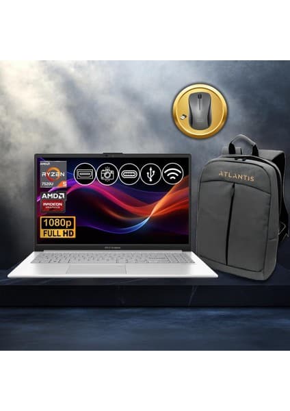Asus Vivobook Go 15 RYZEN5-7520U 8gb 512GB Nvme SSD E1504FA-BQ1741 ATL13 15.6\