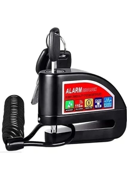 MiraLive Alarmlı Disk Kilidi Motorsiklet Scooter Bisiklet Sesli Alarm 110 Desibel Yüksek Ses