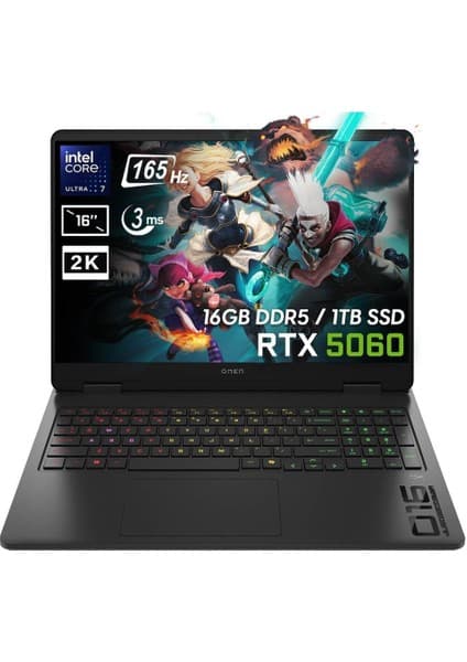 Hp Omen 16-AM0018NT Intel Core Ultra 7-255H BQ1Z1EA FR17 48 GB Ddr5 1 Tb RRTX5060 8gb Wqxga 165Hz 3ms Yok (Free Dos) 16\