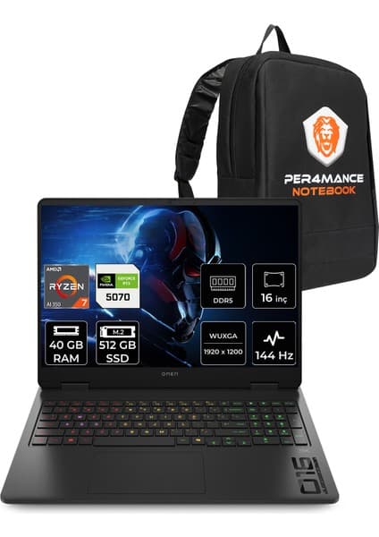 Hp Omen 16 Amd Ryzen Aı 7 350 40GB 1tb SSD RTX5070/8GB 16\