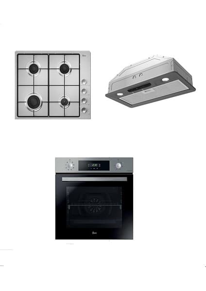 Hoover 3'lü Ankastre Set Gaz Ocaklı -Inox (HO3158IN FIRIN-HHW6LMX/TK OCAK-HPY6SGTK Dav.)
