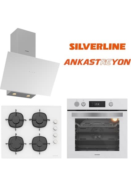 Silverline Beyaz Cam Ankastre Set BO65P4W01-CS5700E6W01-3481 Flam Beyaz (Buhar ve Airfryer Özellikli Fırın)