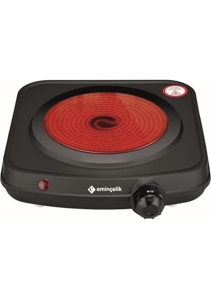 EC-SÜ VCB 01 1200W Tek Gözlü Seramik Camlı Siyah Elektrikli Ocak