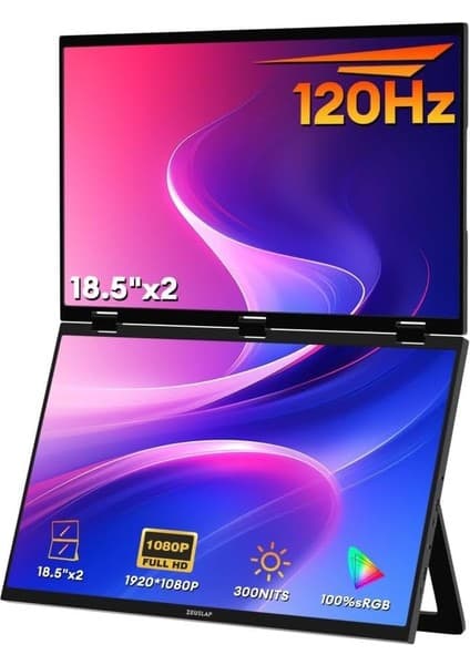Doğanline Store Z18W 2x18.5" Çift Ekran 120Hz Full HD IPS Taşınabilir Monitör